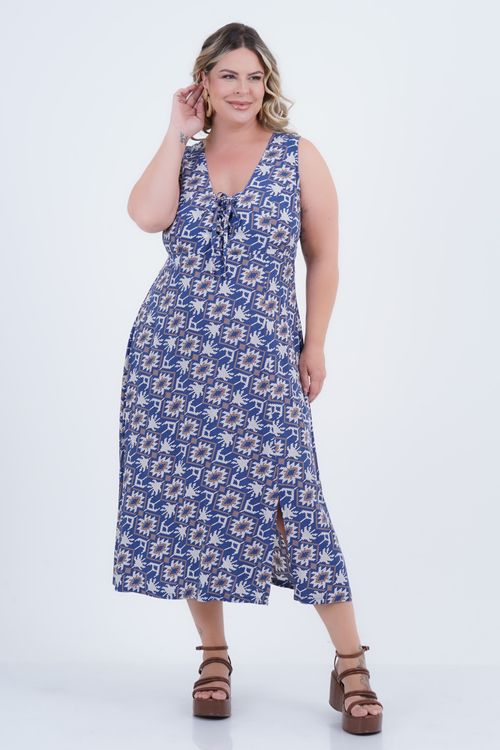 Vestido Plus Size Feminino Midi Pixel