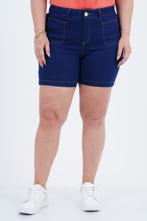 Shorts Plus Size Feminino Jeans Bolsos