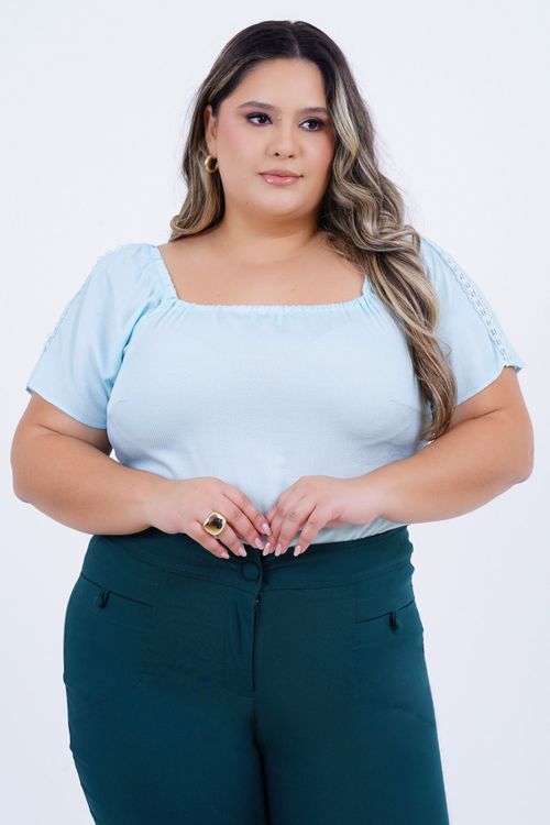 Blusa Plus Size Feminino Manga Curta Espumante