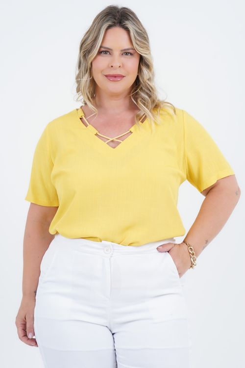 Blusa Plus Size Feminino Manga Curta Sorte