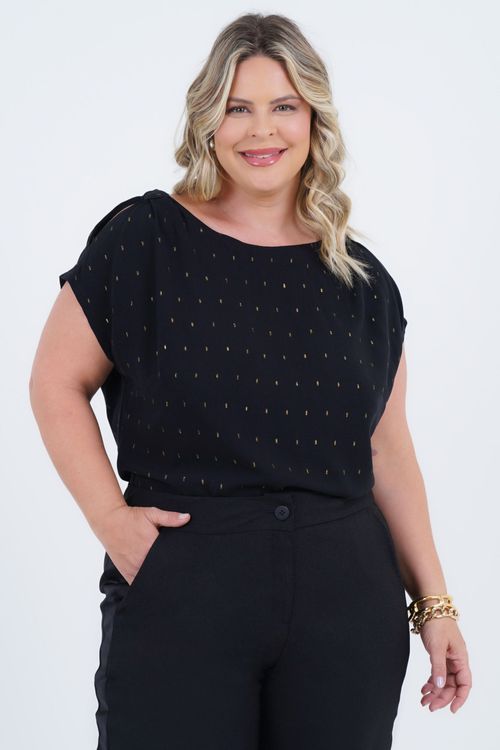 Blusa Plus Size Feminino Manga Curta Lampejo