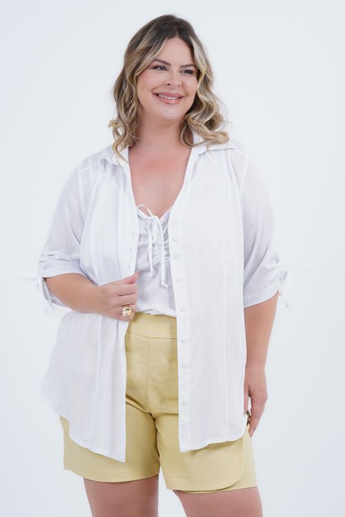 Camisão Plus Size Feminino Feliz Manga 3/4