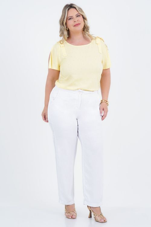 Blusa Plus Size Feminino Manga Curta Ouro