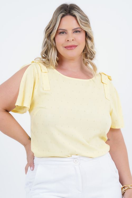Blusa Plus Size Feminino Manga Curta Ouro