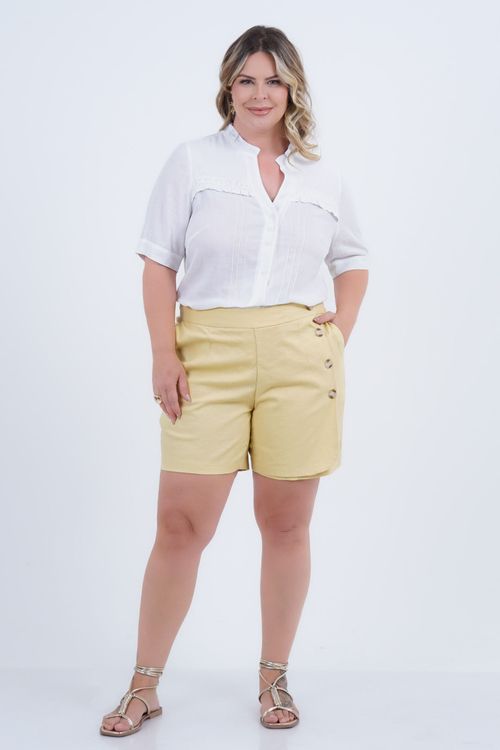 Camisa Plus Size Feminino Linho Manga 3/4 Agrádavel