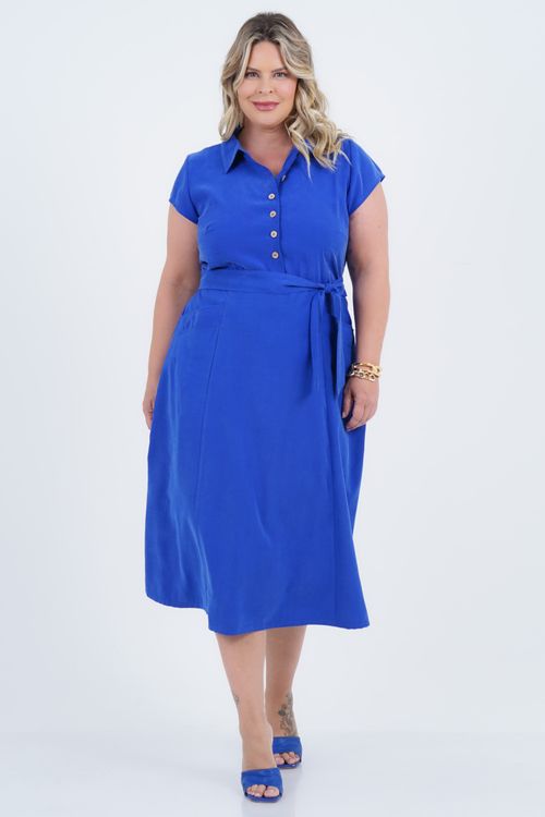 Vestido Plus Size Feminino Midi Safari