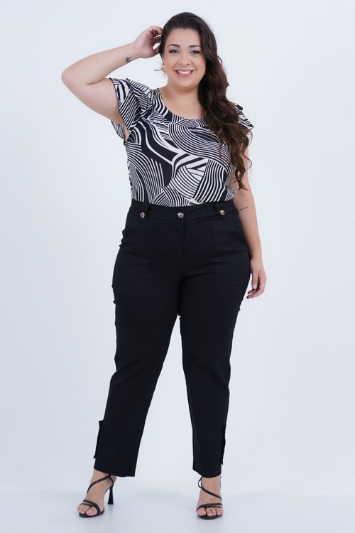 Blusa Plus Size Feminino Manga Curta Wave