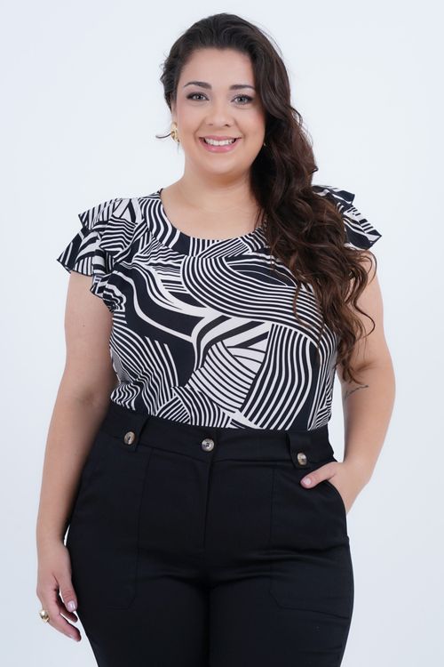 Blusa Plus Size Feminino Manga Curta Wave