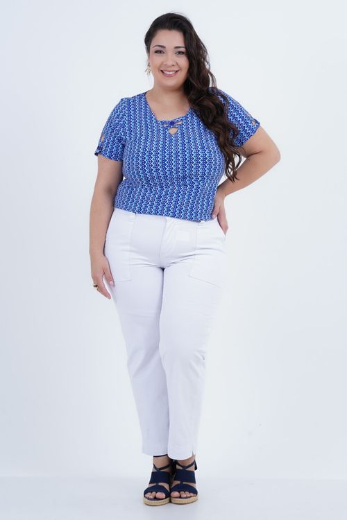 Blusa Plus Size Feminino Manga Curta Detail