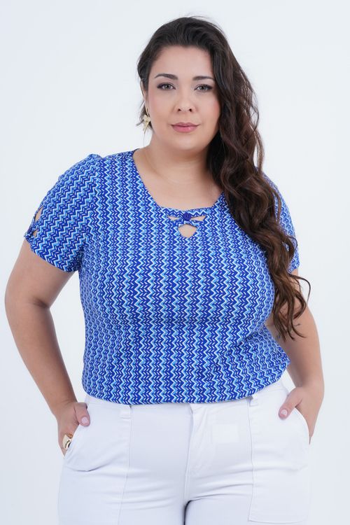 Blusa Plus Size Feminino Manga Curta Detail