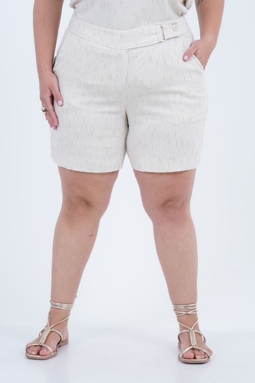 Shorts Plus Size Feminino Linho Metallic