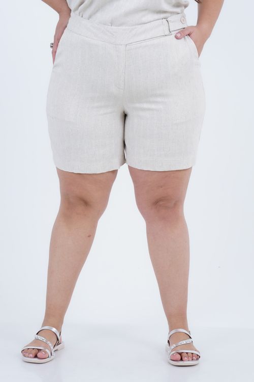 Shorts Plus Size Feminino Linho Metallic