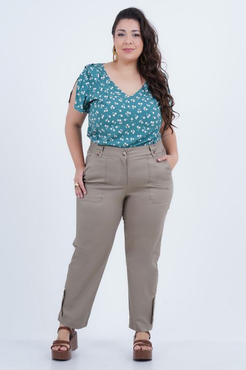 Blusa Plus Size Feminino Manga Curta Cerise