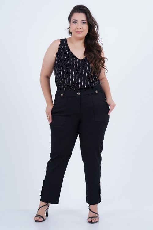 Calça Plus Size Feminino Reta Office