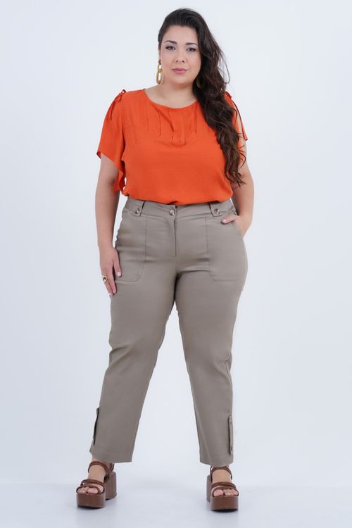 Calça Plus Size Feminino Reta Office