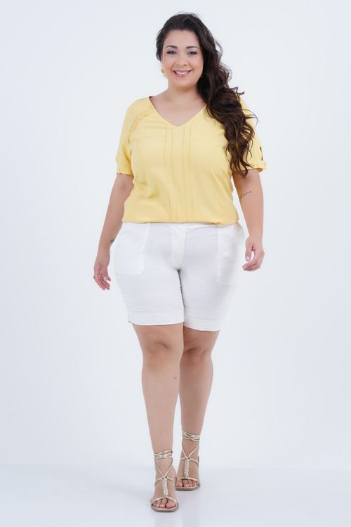 Bermuda Plus Size Feminino Linho Harmonia