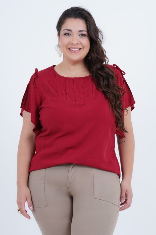 Blusa Plus Size Feminino Manga Curta Textura