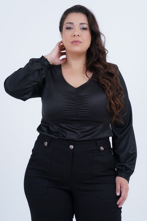 Blusa Plus Size Satin Mongólia