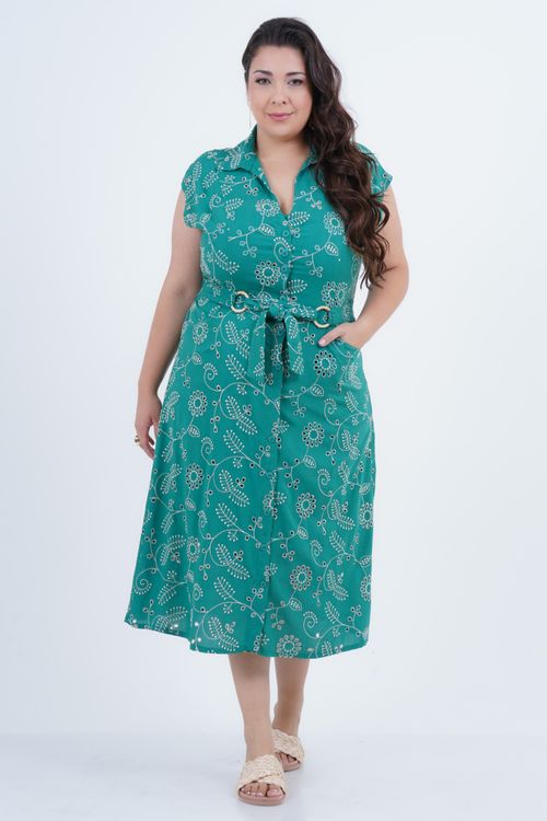 Vestido Plus Size Feminino Midi Laise Fleur
