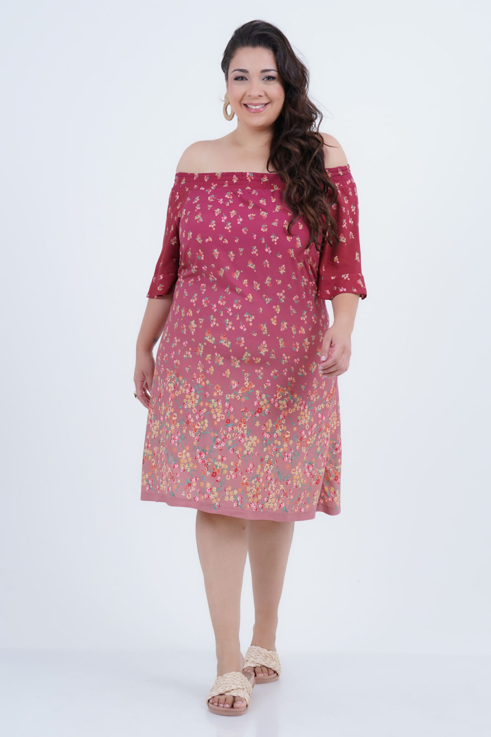 Vestido Plus Size Feminino Médio Coqueiro