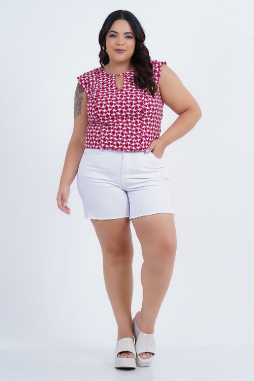 Blusa Plus Size Feminino Manga Curta Flamingo