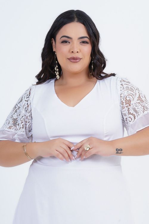 Vestido Plus Size Feminino Midi Tina
