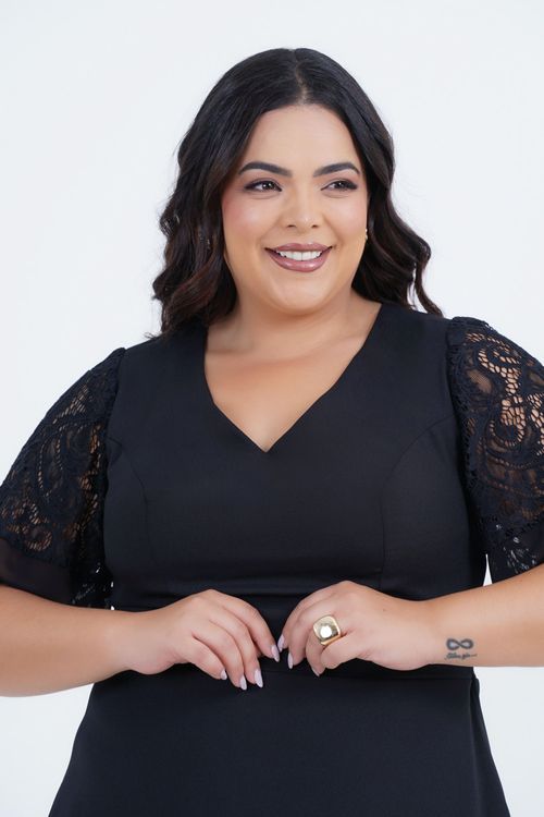 Vestido Plus Size Feminino Midi Tina