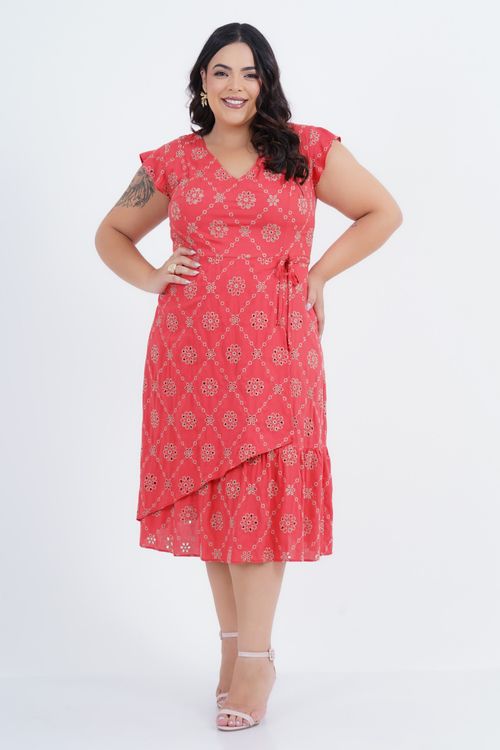 Vestido Plus Size Feminino Midi Laise Fantasia
