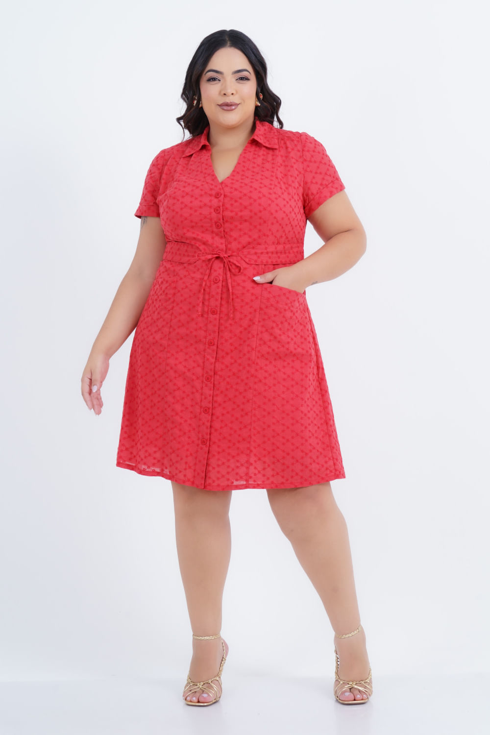 Vestido Plus Size Feminino Médio Laise Petúnia