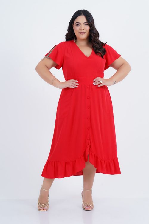 Vestido Plus Size Feminino Midi Godê