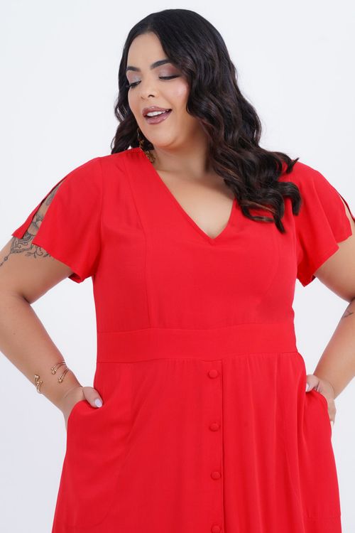 Vestido Plus Size Feminino Midi Godê