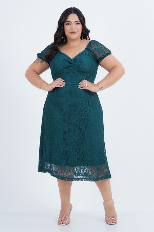 Vestido Renda Plus Size Feminino Anna Midi