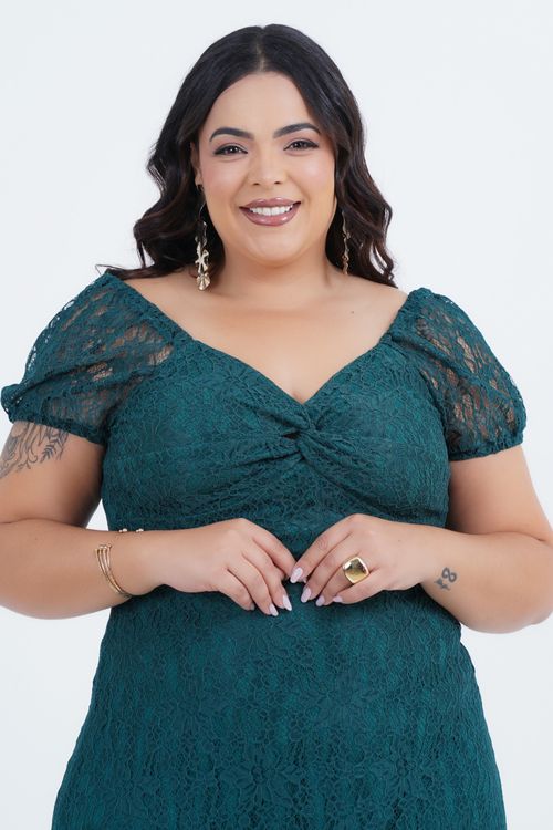 Vestido Renda Plus Size Feminino Anna Midi