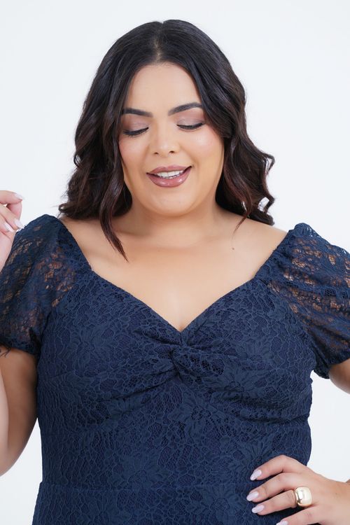 Vestido Renda Plus Size Feminino Anna Midi