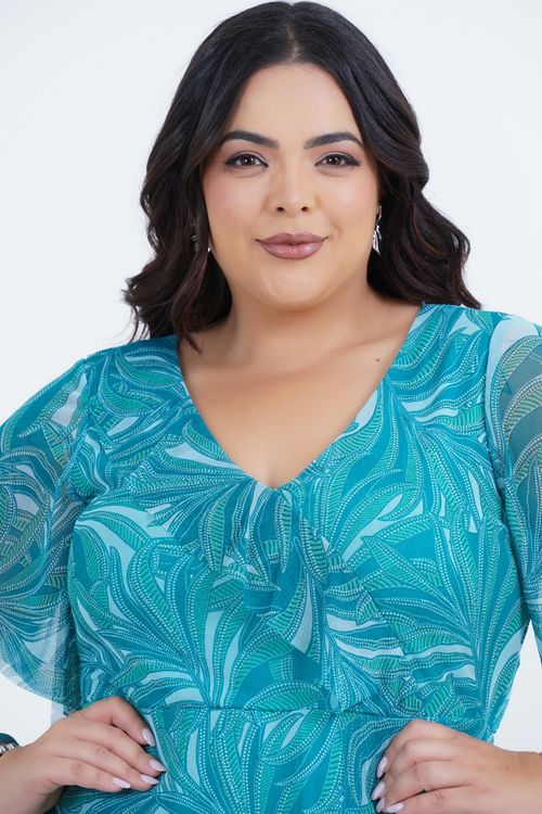Vestido Plus Size Feminino Midi Tule Refrescar