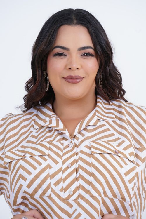 Vestido Plus Size Feminino Médio Rajado