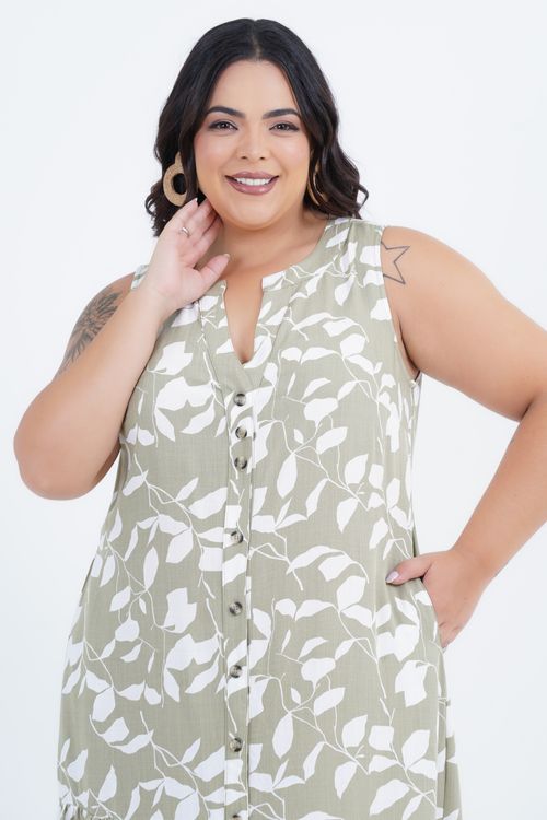 Vestido Plus Size Feminino Sutil Midi