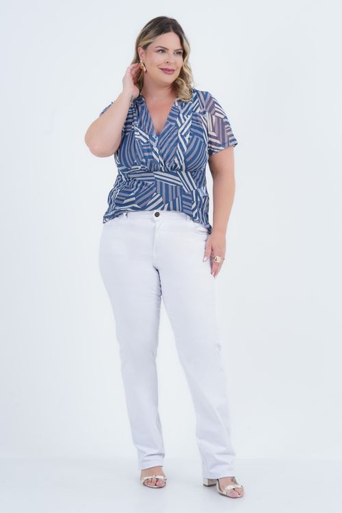Blusa Plus Size Feminino Smash Manga Curta Tule