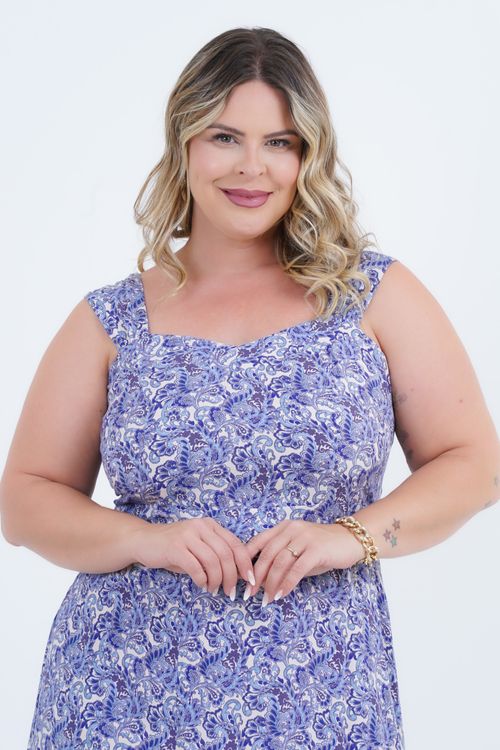 Vestido Plus Size Feminino Midi Decorativo