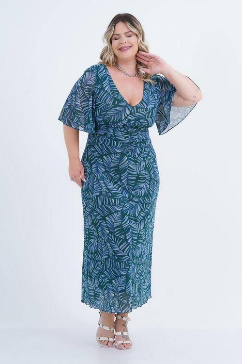 Vestido Plus Size Feminino Maxi Glamour Tule