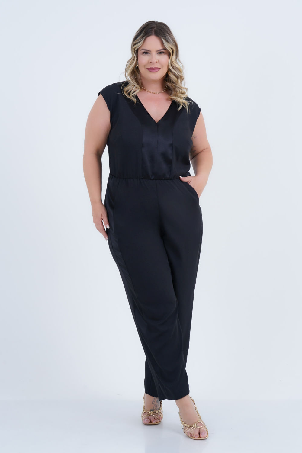 Macacão Plus Roupas Femininas Plus Size Para Festa MacacÃ£o Plus