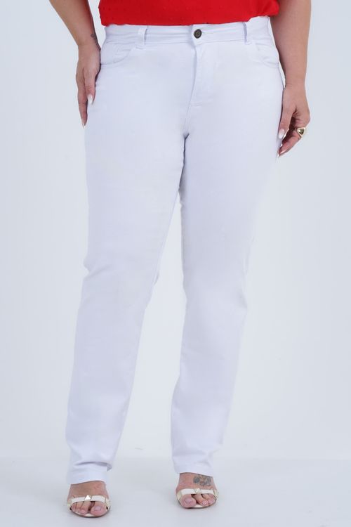 Calça Reta Plus Size Feminino Liberdade Sarja