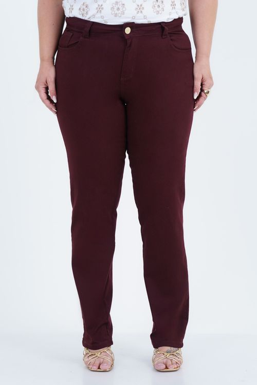 Calça Reta Plus Size Feminino Liberdade Sarja