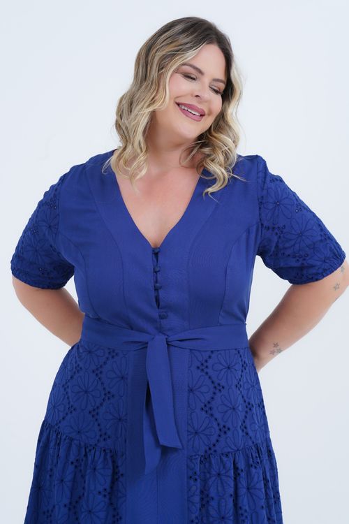 Vestido Plus Size Feminino Midi Laise Compose