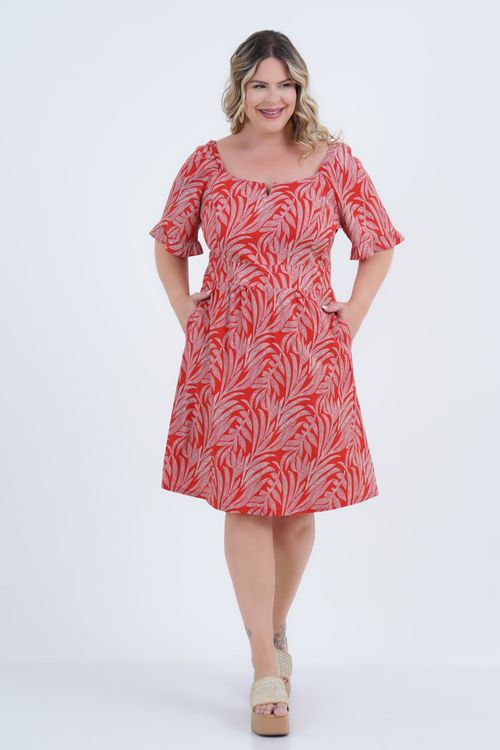 Vestido Plus Size Feminino Pontilhismo Médio