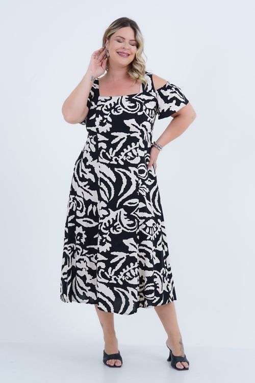 Vestido Plus Size Feminino Challie Midi
