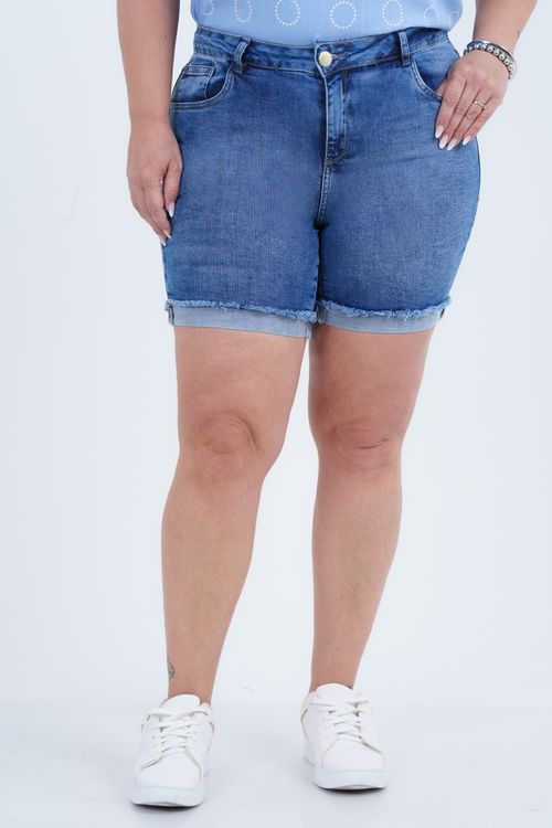 Bermuda Plus Size Feminino Jeans Barra