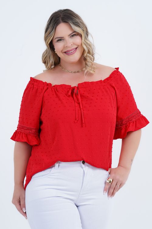 Blusa Plus Size Feminino Manga 3/4 Sangria
