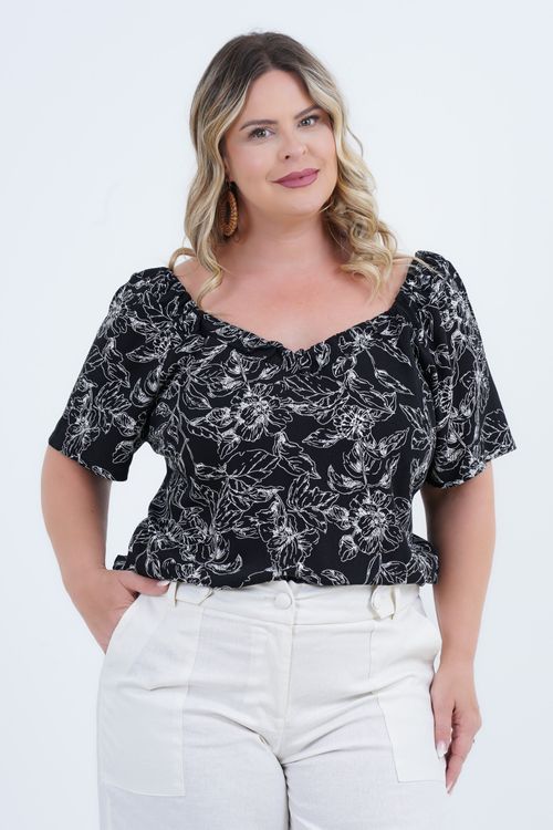 Blusa Plus Size Feminino Suavidade Manga Curta