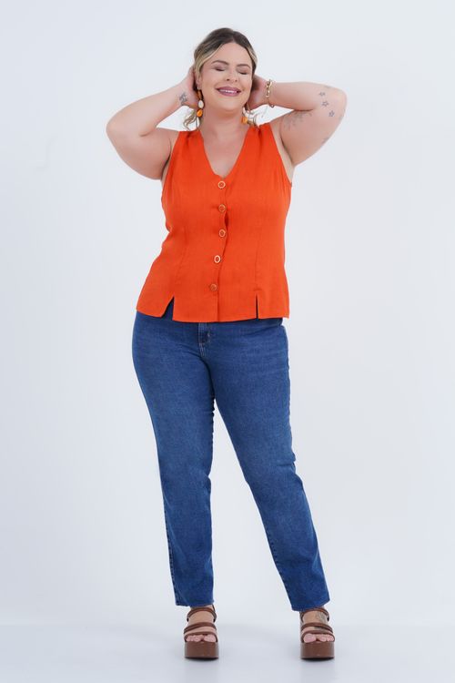 Calça Slim Plus Size Feminino Ajuste Jeans